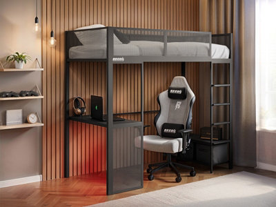 Recoil Glitch Metal High Sleeper with Desk - Black - Size 1 - Image 6