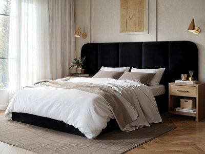 B&Q -  Sienna Hotel Ottoman Bed Black Velvet Double
