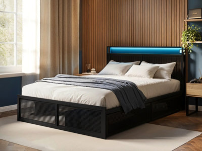 Flair Callan Double Metal Bed Frame - Black - With Storage - Image 8