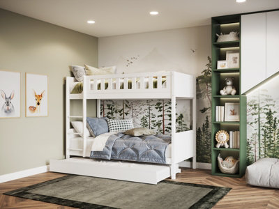 Flair White Bea Wooden Bunk Bed With Trundle - Image 6