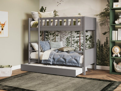 B&Q -  Bea Shorty Wooden Bunk Bed With Trundle Grey