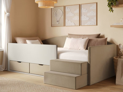 Flair Beige Elisa Velvet Storage Low Sleeper Bed With Cord B&Q