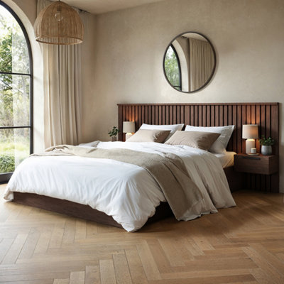 B&Q -  Taylor Hotel Ottoman Bed With Side Tables Walnut Double