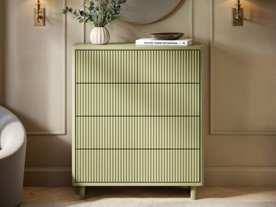 Solace+Co Velmor Ribbed Chest Of 5 Drawers Olive Green from B&Q