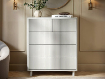 Solace+Co Velmor Ribbed Chest Of 5 Drawers White from B&Q