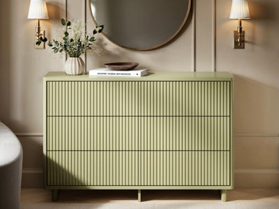 Solace+Co Velmor Ribbed Chest Of 6 Drawers Olive Green from B&Q