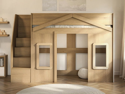 B&Q -  Nixon Playhouse High Sleeper With Storage Oak