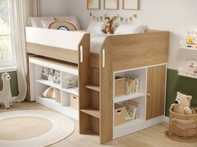 Flair Furniture Flair Aiden Kids Cabin Bed With Storage White & Oak, Brown - Image 7