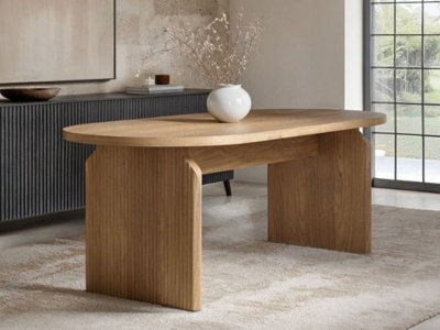 Solace+Co Varm Ribbed Dining Table Oak from B&Q