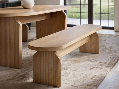 Solace+Co Varm Ribbed Dining Bench Oak