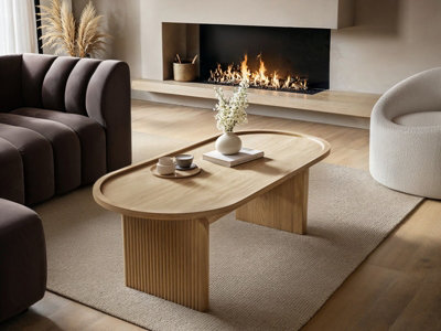 Solace+Co Varm Ribbed Coffee Table Oak