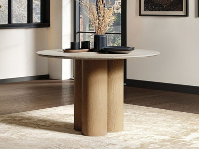 Solace+Co Deko Sintered Stone Dining Table Oak from B&Q