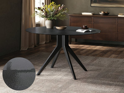 B&Q -  Emil Black Glass Dining Table Round