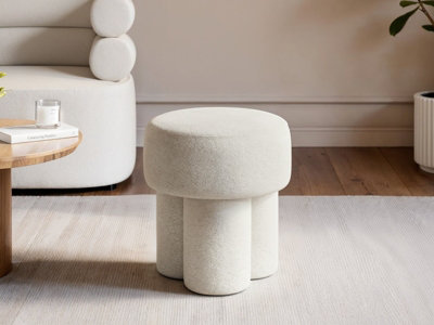 Solace+Co Ferro High Round Pouffe Beige Fabric