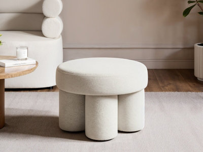 Solace+Co Ferro Low Round Pouffe Beige Fabric