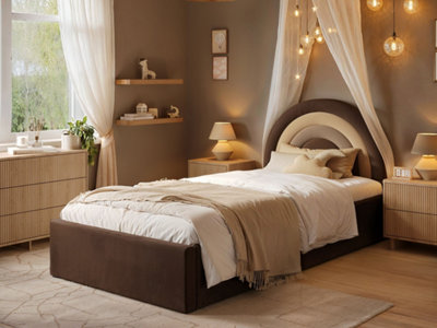 Flair Ava Single Ottoman Bed Brown Velvet