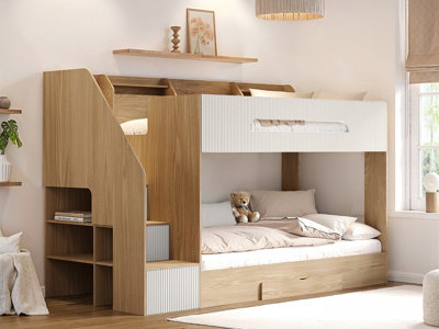 Flair Finn Staircase Bunk Bed With Storage Oak & White from B&Q