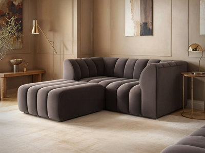 Solace+Co Halle 2 Seater With Footstool Brown Velvet from B&Q