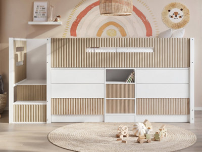 Flair Luca Mid Sleeper Ribbed Storage Bed White & Oak from B&Q