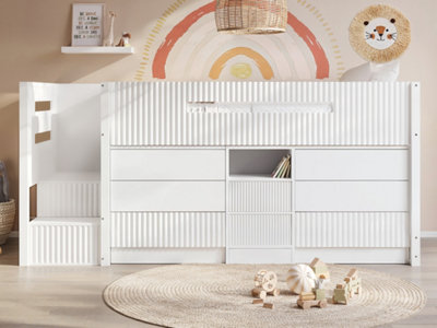 B&Q -  Luca Mid Sleeper Ribbed Storage Bed White