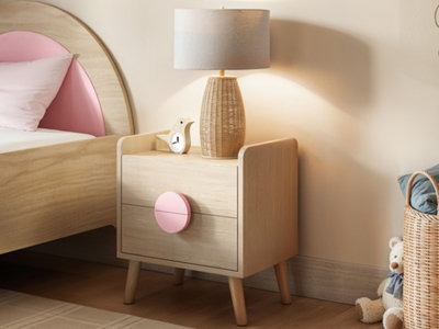 Flair Pink Noah Drawer Bedside Table Oak & Size 2 B&Q