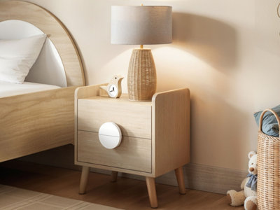 Flair White Noah Drawer Bedside Table Oak & Size 2 B&Q