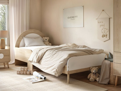 Flair White Noah Single Curved Headboard Bed Oak - Image 7