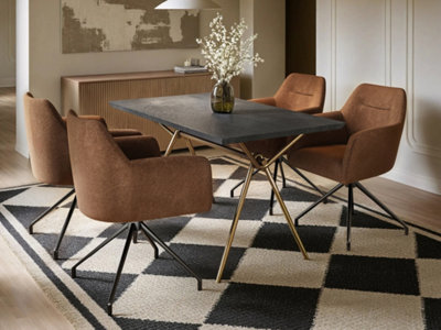 B&Q -  Lexi Dining Table With 4 Isla Swivel Dining Chairs Brown