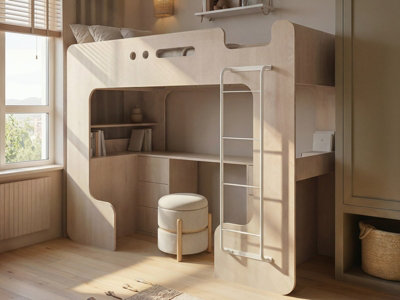 B&Q -  Jaxx High Sleeper With Desk Oak