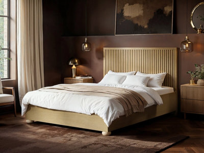 B&Q -  Theo Ribbed Ottoman Bed Light Wood Kingsize