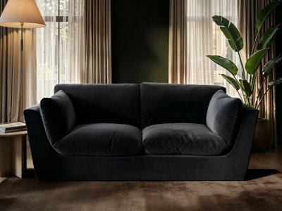 B&Q -  Orson 3 Seater Sofa Black Velvet