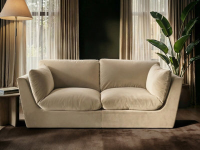 B&Q -  Orson 3 Seater Sofa Beige Velvet
