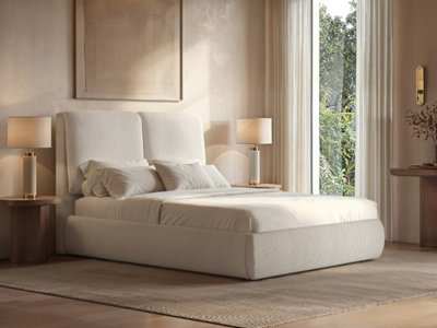 B&Q -  Lydia Double Ottoman Bed Beige