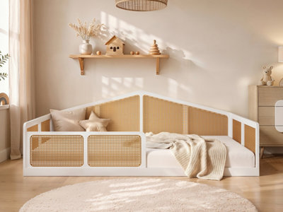 Flair Julian Small Double Montessori Bed With Rattan Panels - White - Image 6