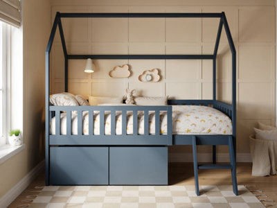 Flair Explorer Mid Sleeper Bed in Navy for Kids, Single Raised Bed Frame with Integrated Storage Space - Image 7