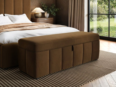 Solace+Co Black/Brown Emilie Velvet Blanket Box - Velvet - Image 7