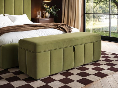 Solace+Co Emilie Green Velvet Blanket Box - Image 5