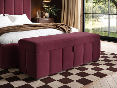 Solace+Co Emilie Ottoman Blanket Box - Burgundy - Image 7