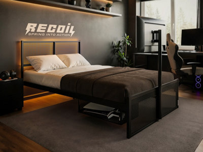 Rackhams Black Kage Metal Tv Bed With Storage & Led - Small Double - Image 3