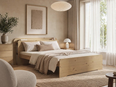 Rackhams Brown Evie Storage Bed With Headboard Oak Kingsize - Kingsize - Image 5