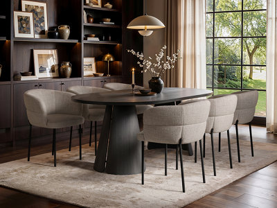 Solace+Co Ebony Black Extendable Dining Table With 6 Elise Chairs Light Brown - Black - Image 7