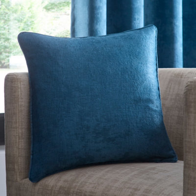 Fusion Strata Luxe Teal Velvet Filled Cushion from B&Q