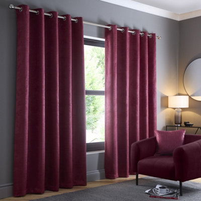 Fusion Light Strata Wine Triple-Woven Dimout Eyelet Curtains
