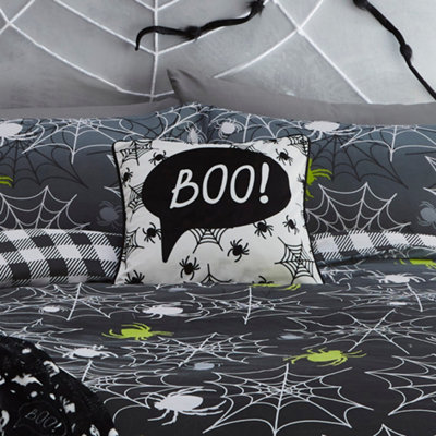 Bedlam Boo Luxe Velvet Black Filled Cushion from B&Q