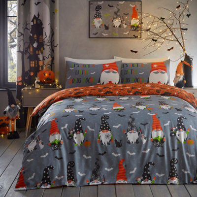 Bedlam Scary Gonks Glow In The Dark Halloween Grey Duvet Cover Set from B&Q