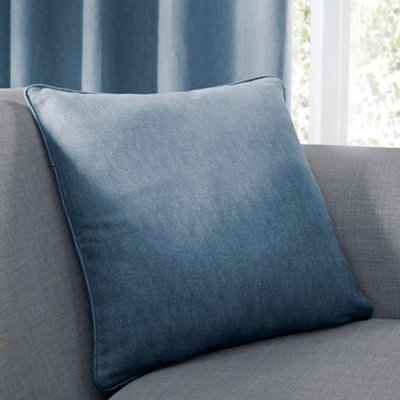 Fusion Sorbonne Luxury Plain Dyed 100% Cotton Filled Cushion Blue