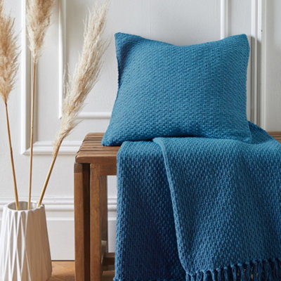 Drift Home Teal Hayden 100% Recycled Cotton 43 X 43Cm Filled Cushion - Image 4