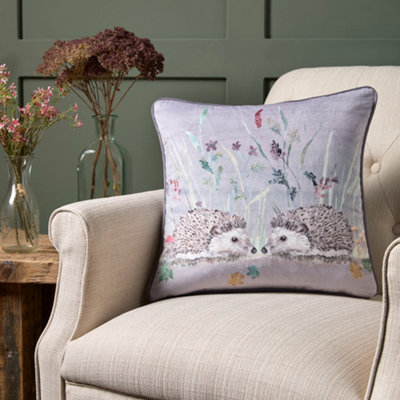 Dreams & Drapes Grey Colville Hedgehog Velvet Filled Cushion
