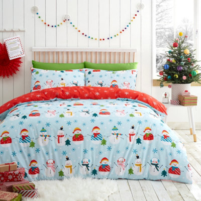 B&Q -  Christmas Snowman Easy Care Duvet Cover Set
