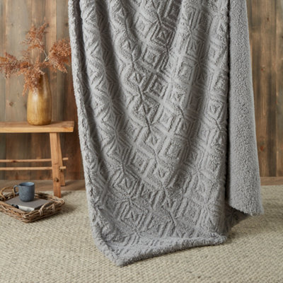 Fusion Grey Romo Super Soft Fleece & Sherpa Throw